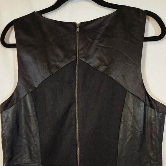 The Limited $99 XL Black Jersey Faux Leather Trim Sleeveless Fit & Flare Dress - Picture 6 of 10